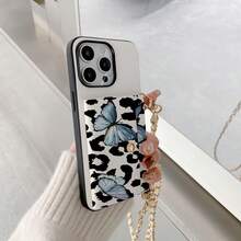 1 pieza Funda protectora para teléfono con tarjetero, estampado floral elegante, compatible con Apple 17, 16, 16e, 15, 14 Plus, 13, 12, 11 Pro Max, diseño de mariposa y oso - Mariposa 65 - Ver 4