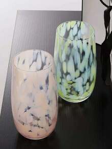 1pc Dotted Enamel Glass Cup, Vintage Tie Dye Dotted Specialty Drink Cup, Suitable For Afternoon Tea, Desserts, Juices, Cocktails, Tableware For Home, Restaurant, Cafe, Dessert Shop, Gift, Party - Multicolor - View 11