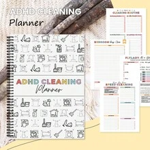 1pc Minimalist Structure ADHD Cleaning Notebook - Functional Home Organization Journal With Daily & Weekly Schedules, Visualized Task Lists, Decluttering Challenges And Motivation Tracking, Spiral Bound Cleaning Zone Log Book, Suitable For Neurodivergent Adults And Home Organization Enthusiasts To Manage Daily Cleaning Tasks - Rectangle - View 7