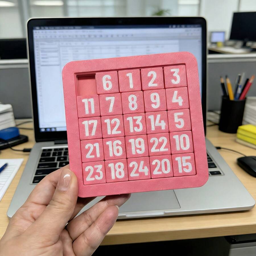 1pc 3D Printed 5*5 Digital Puzzle Ornament, Magic Cube, Indoor/Outdoor Party Game Adults, Family Table Game, Stress-Relief Puzzle, Durable Plastic, Enhances Logical Thinking And Problem-Solving Skills, Various Holidays - Màu đỏ chuyển sắc - Xem 1