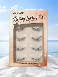 MAANGE 5 Pairs Shimmering Ombre Transparent Stem False Eyelashes, Soft Cartoon Lashes, Innocent Lively Anime Eye Makeup Lashes, Cat Eye Lashes, Summer Fresh Soft Lashes, Reusable Colored Strip Lashes Suitable For Daily Wear, Party, Concert, Cosplay And Holiday Makeup, Summer Anime Style Lashes - Multicolor - View 12
