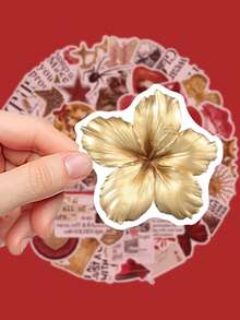 50张金红混色贴纸，适用于水瓶、行李箱、吉他、笔记本等，装饰性自粘贴纸标签，美观的季节性贴纸，非常适合冬季和新年。 - 彩色 - 查看 7