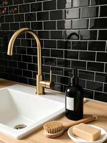 WoStick 4/10 hojas de azulejos de metro 3D brillantes, adhesivos y removibles, para salpicadero de cocina y decoración del hogar - Tren negro - Ver 9