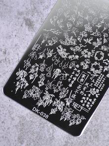 1pc Lace Flower Pattern Nail Art Stamping Plate, Stainless Steel Nail Stamping Template Tool - Silver - View 6