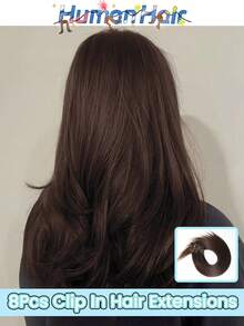 Tóc nối thẳng màu nâu sẫm 8 lọn, 18 kẹp, tóc nối thẳng tự nhiên dành cho nữ, kiểu dệt đôi, tóc nối Remy chất lượng cao. - S2 - Xem 1