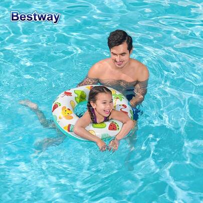  Bestway 36014 2Style/1 Piece Inflatable Pool Float Tube, Sweet Creatures Inflatable Float, Swimming Ring Float For Swimming Pools, Beaches, Lakes, Parties, Holidays, Party Decorations (Without Pump)