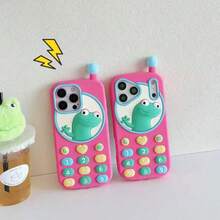 Funny Cute Lizard Design Silicone Phone Case Suitable Compatible With Iphone 17 Pro Max, 16/15 New 16 Pro, Fashionable 13 Pro, 14 Pro, Anti-Drop 17 Protective Cover - Multicolor - View 3