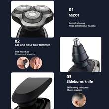 Máy cạo râu điện ba lưỡi dành cho nam, sạc USB, có thể chọn thêm bộ phụ kiện gồm tông đơ cắt tóc, dụng cụ tỉa lông mũi, dao cạo râu mai và các phụ kiện khác, một máy đa năng, cho phép tự do tạo hình ảnh cá nhân tại nhà. Dung lượng pin 500mAh. - A - Xem 6