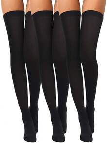 1/2/3双装可爱洛丽塔JK过膝袜甜美风格薄款透气夏季长袜 - 黑色 - 查看 2