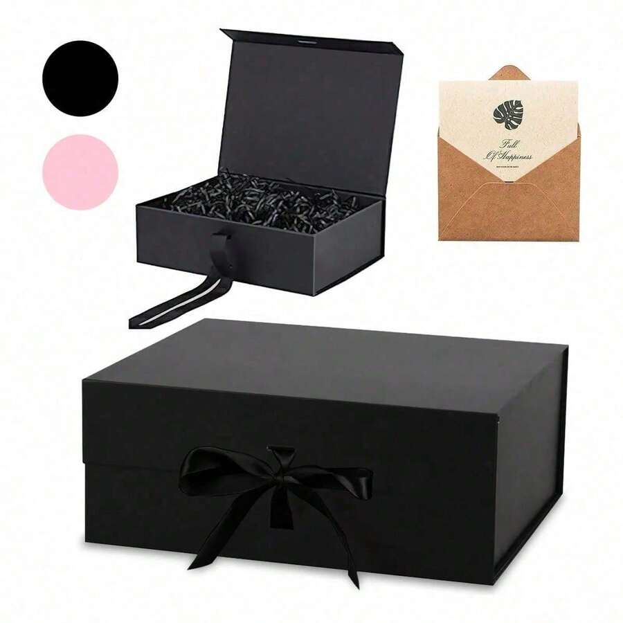 5 En 1 Grande Caja De Regalo Magnética Plegable 33x25x12.5cm - Negro - Ver 1