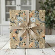 80gsm Thicker Floral & Butterfly Pattern Kraft Paper Roll, 43cm X 10m, Gift Wrapping Paper For Birthday, Friendship Party, General Gift Decoration - Flower + Butterfly -10m - View 6