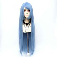 100cm Long Straight Wig With Bangs Ombre Colored Synthetic Wigs For Women, Heat Resistant Anime Cosplay Wigs For Halloween, Christmas - Nhiều màu - Xem 22