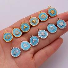1pc/5pcs Cute & Fashionable Minimalist 304 Stainless Steel Vacuum Electroplated Drip Oil Ocean Series Jewelry Pendant Charm, Suitable For Bag Decoration, Handmade DIY Jewelry Making Necklace Bracelet Earring Accessories - S2086 - View 8