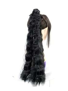 Natural Black High Ponytail Wig, Lazy Wool Curly Wavy Texture, Towel Ring Design, Fluffy Hair Extension Suitable For Daily Commute, Date Outfits And Atmosphere Matching - Multicolor - View 8