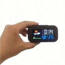 1/2pcs Multifunctional M2 Color Screen Weather Timer Alarm Clock, Dual-Function Temperature & Humidity Monitor, Compact Portable Large Backlit Display, Comfort Index, Battery Not Included, Suitable For Dormitory Bedroom Desktop Decor, Daily Holiday Home Supplies Gift - Multicolor - View 10