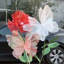 Nueva mariposa iridiscente de seda, decoración de mariposa 3D de 50 cm para fotografía de boda al aire libre, exhibición y celebración de boda - Blanco - Ver 3