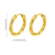 High Quality 316L Stainless Steel Hypoallergenic Golden Earrings, Plum Blossom Twist Round Hoop Earrings In Gold & Silver Color, Tarnish Resistant, Comfortable & Versatile, Minimalist Elegant Design, Suitable For Daily Wear Or Parties, Fashion Jewelry Gift For Women - Golden - View 12