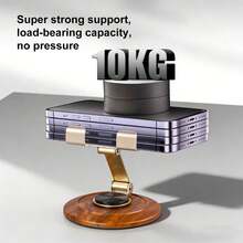 360° Rotating Metal Stand, 10kg Load-Bearing, 90° Multi-Angle Adjustable, Hollow Heat Dissipation, Large Base Suitable For Phones, Tablets, Office, Kitchen, Outdoor And More Scenarios, Minimalist Foldable Phone Holder - Multicolor - View 3