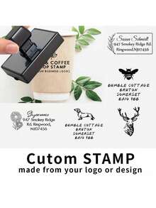 1pc Customizable Large Logo Pattern Stamp, Multiple Sizes Available, Can Customize Pattern, Name, Anniversary Date, Address, Pet Portrait, Etc., Multi-Functional Suitable For School, Business, Office, Compact And Durable, No Ironing Required, Rich Colors Cute And Interesting, Unique Personalized Customized Automatic Stamp, Ideal Gift For Women, Men, Friends, Family, Colleagues - Multicolor - View 5