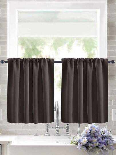 1pc High Blackout Solid Color Curtain Fabric, UV-Resistant Polyester Rod Pocket Top, Easy To Hang, Year-Round Blackout, Suitable For Kitchen, Living Room, Office Decor