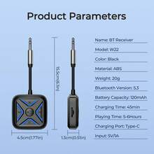 REMAX Mini Portable Bluetooth Receiver, Wired To Wireless Adapter, Bluetooth 5.3 Stable Connection Auto Reconnect, Hands-Free Calling, Music Freedom, 6 EQ Modes, TF Card Playback, Car Accessories, Car Essentials - W22 - View 11