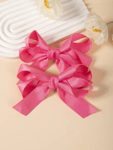 1/2pcs Fresh & Sweet Double-Layer Ribbon Bow Hair Clips, Ponytail Friendly Princess Hair Accessories Suitable For Party & Daily Wear - Multicolor - View 4