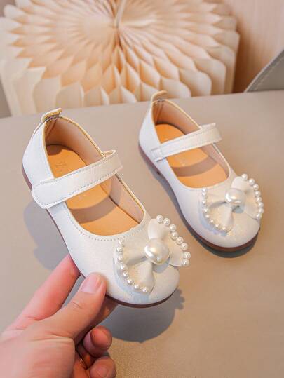 1 Pair Toddler Girls' Fashion Cute Bowknot Solid Color Ballet Flats - Super Soft Flower Girl Shoes, Lightweight, Comfortable Slip-On, Suitable For Party, Wedding, Performance And Daily Wear