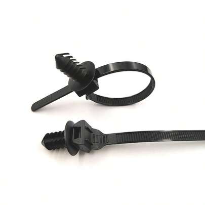 100根重型尼龙扎带，长度21.0厘米，专为汽车安装设计 - 自锁式按压安装方式，用于汽车线束和电缆管理，室内/室外均可使用，黑色