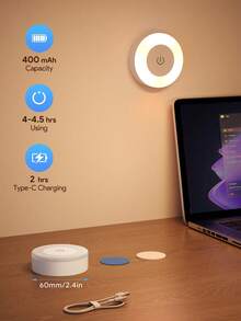 1pc LED Night Light With Touch Switch, 3 Adjustable Light Colors & Brightness, Bedside, Wardrobe, Cabinet, Staircase, Hallway Decor Night Light - Multicolor - View 5