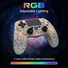 1Pack Controller For P4, Wireless Controller 1 Pack For P4/Pro/Slim, Remote Control With Adjustable RGB Light/1000mAh Battery/6-Axis Motion Sensor/Double Vibration - 查看 3