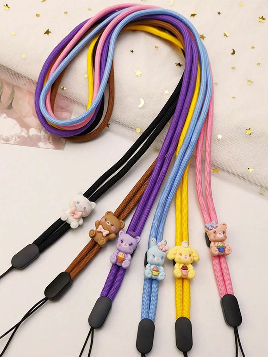 1 dây đeo điều chỉnh được, thiết kế hình gấu kẹo hoạt hình, dây đeo cổ bền chắc đa năng dành cho cả nam và nữ, giá đỡ điện thoại chống thất lạc. - Nhiều màu - Xem 1