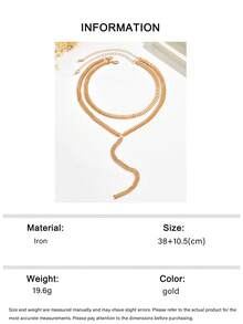 1 Set Isi 2 Kalung Liontin Telinga Gandum Logam Minimalis Gaya Hip-Hop, Set Kalung Bertingkat Wanita, Kalung Panjang Emas Kombinasi DIY - Emas - View 8