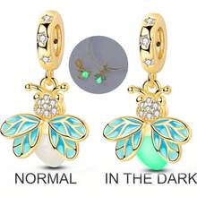 Mặt dây chuyền hình đom đóm đêm hè vàng rực rỡ, thích hợp để trang trí vòng tay và dây chuyền; Trang sức nữ; Quà tặng cho kỳ nghỉ, tiệc tùng và sinh nhật. - Vàng - Xem 9