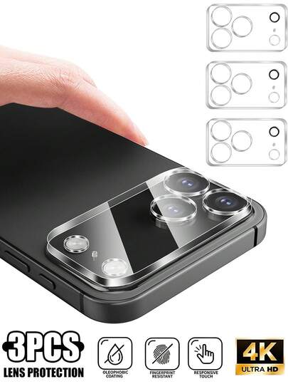 3pcs Camera Lens Tempered Glass Protector, 9H Hardness High Definition Anti-Scratch Camera Lens Protective Film For IPhone 17 Pro Max/17 Pro/17 Air/17, 16 Pro Max/16 Pro/16 Plus/16, 15 Pro Max/15 Pro/15 Plus/15, 14 Pro Max/14 Pro/14 Plus/14, 13 Pro Max/13 Pro/13/13 Mini, 12 Pro Max/12 Pro/12/12 Mini, 11 Pro Max/11 Pro/11 Series
