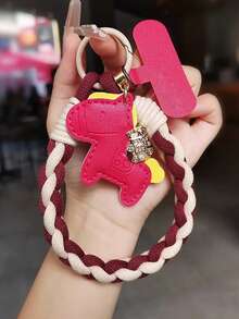 编织手机挂绳，配结实耐用的皮革马形吊坠、腕带、钥匙链、防丢垫 - 彩色 - 查看 6