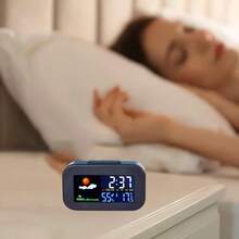 1/2pcs Multifunctional M2 Color Screen Weather Timer Alarm Clock, Dual-Function Temperature & Humidity Monitor, Compact Portable Large Backlit Display, Comfort Index, Battery Not Included, Suitable For Dormitory Bedroom Desktop Decor, Daily Holiday Home Supplies Gift - Multicolor - View 11