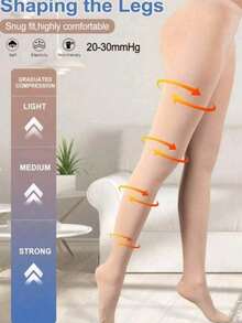 女士20-30mmHg中度压力连裤袜，透气柔软，高腰性感打底裤，舒适 - 彩色 - 查看 8