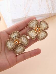 1 Đôi bông tai hoa hướng dương đan thủ công, kiểu dáng nhẹ nhàng, phù hợp cho học sinh, đi chơi, chụp ảnh, sinh hoạt hàng ngày ở trường, đi nghỉ cùng bạn gái, kỳ nghỉ biển, tiệc sinh nhật, lễ hội âm nhạc, trang phục lấy cảm hứng từ thiên nhiên. - Màu Khaki - Xem 6