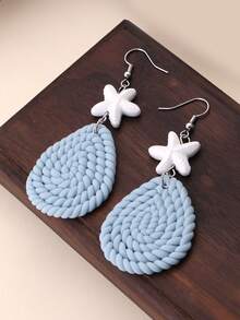 1 Đôi bông tai hình sao biển kiểu muối biển, làm từ nhựa mềm, kiểu dáng ngọt ngào và mát mẻ, phù hợp cho trường học, bãi biển, dã ngoại mùa hè, chụp ảnh tự sướng với bạn bè, lễ hội âm nhạc, tiệc sinh nhật, và trang phục ngọt ngào/tươi mới/nghỉ dưỡng. - Màu xanh nhạt - Xem 2