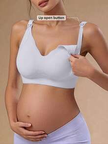 1件装哺乳文胸，提拉支撑，孕期及产后适用，前扣设计，方便哺乳 - 白色 - 查看 6