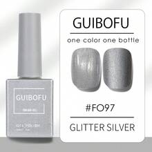 15ml Silver Glitter Gel Nail Polish, Sparkling Sequin Diamond Effect, Soak-Off UV LED Nail Gel, Color Matches Bottle, Professional Salon Quality, Long-Lasting, Christmas New Year Party DIY Home Nail Art Supplies, Glossy Nail Polish - Silver - View 4