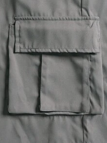 Quần short Cargo màu trơn thường ngày dành cho nam - Màu xám đen - Xem 5