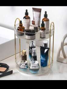 Hộp đựng mỹ phẩm xoay 360°, thích hợp để đựng mỹ phẩm, hộp đựng đồ chăm sóc da và nước hoa trong suốt dung tích lớn. - trắng - Xem 7
