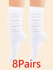 1 Pair Women's White Fashionable Slouch Socks, Suitable For Daily Wear - White - View 15