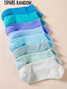 1/3/5/7/10/15 Pairs Random Women Comfortable Breathable Candy Color Ankle Socks - Multicolor - View 12