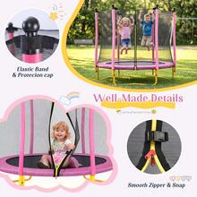 MERAX [Without Basketball Hoop] 5.5 FT Kids Trampoline With Safety Net, Indoor Outdoor Toddler Trampoline With Enclosure, U-Shaped Stable Legs, Foam Padded Poles, Mini Trampoline For Kids, Pink - 粉色 - 查看 4