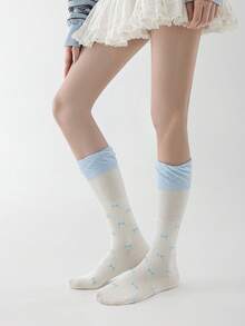 1 par de calcetines hasta la rodilla para mujer, calcetines delgados y ligeros de estilo universitario que estilizan las piernas para primavera/verano, versátiles para usar con faldas - Multicolor - Ver 7