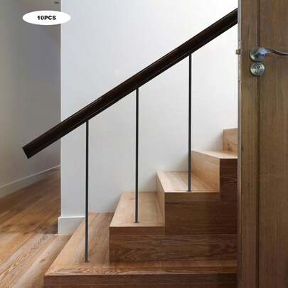 10 paquete de balaustres de hierro forjado, balaustres decorativos de metal para escalera, balaustres de cubierta de 5/8 pulgadas, balaustres de hierro para escaleras, jardines, balcones (10 balaustres rectos)