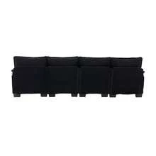Modern 107.87" U-Shaped Chenille Cloud Sofa With Two Recliners-A Soft And Comfortable 4-Seater Modular Sofa Bed Featuring Double Side Storage Pockets And Cushions Pillows. Filled With High-Density Sponge And Designed For Ergonomic Comfort, Features Sturdy And Durable Wooden Frame. Suitable For Living Rooms, Bedrooms, Offices, And Apartments.(Black) - Black - View 10