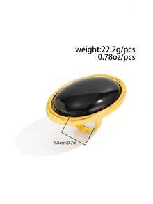 1pc Vintage Oval Unique Ring, Suitable For Party Jewelry, Holiday Gift For Women, Great For Casual Wear And All Seasons - Black - View 5